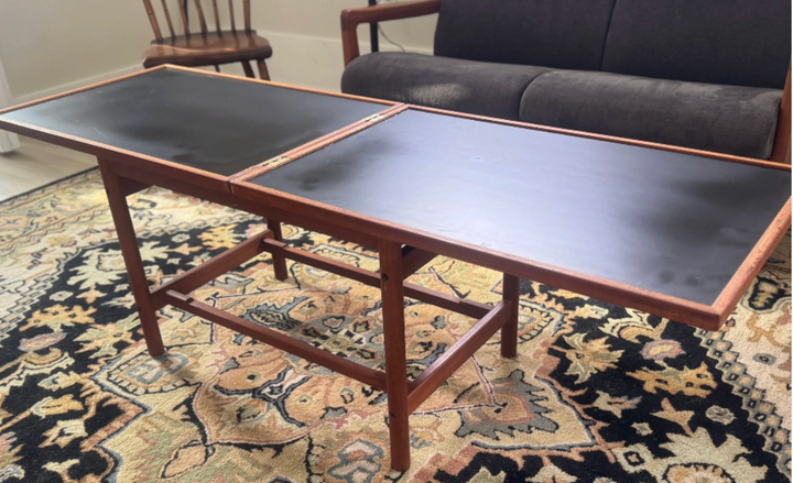 Mid-Century Modern Teak Side Table Fold Out Coffee Table